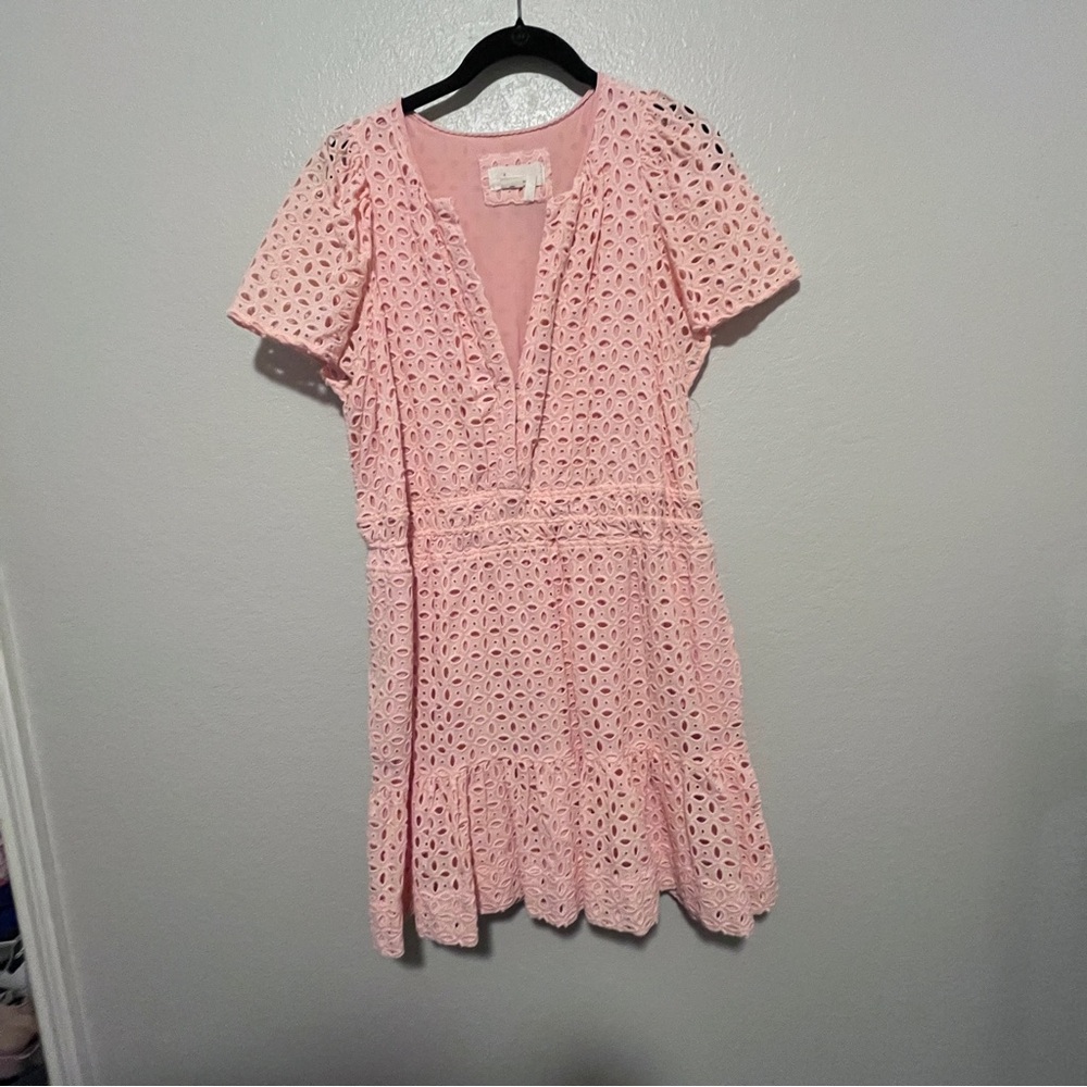Anthropologie Somerset Pink Eyelet Mini Dress